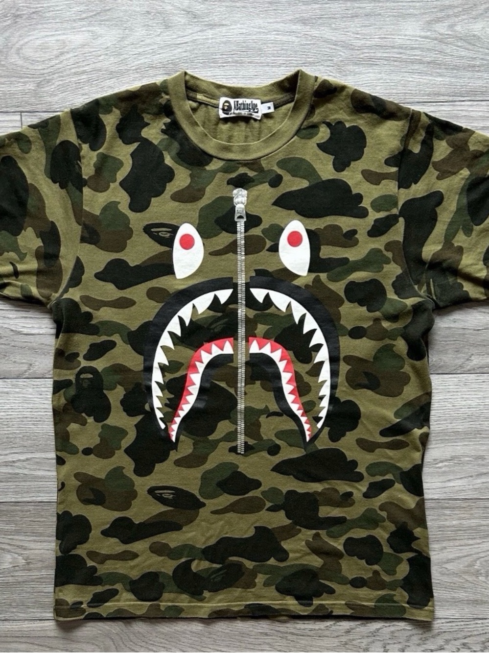 BAPE Green Camo Shark Tee - Men's Short Sleeve